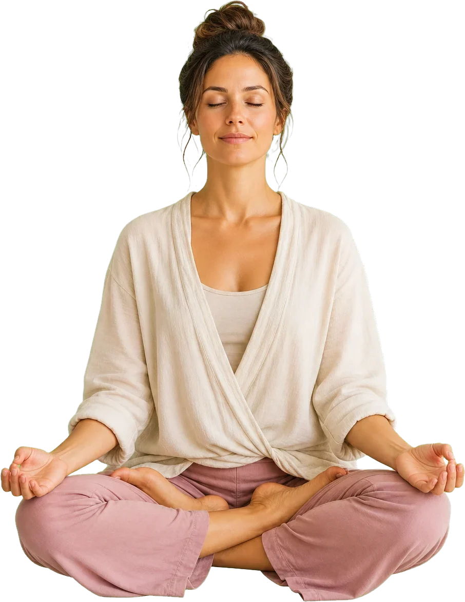 Mujer meditando con calma y serenidad